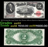 1917 $2 Large Size Legal Tender Note Thomas Jefferson Grades au53 Signatures Speelman/White