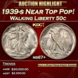 1939-s Walking Liberty Half Dollar Near Top Pop! 50c ms67+ SEGS