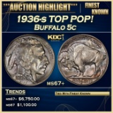 1936-s Buffalo Nickel TOP POP! 5c ms67+ SEGS