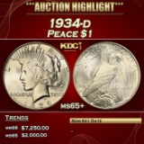 1934-d Peace Dollar $1 ms65+ SEGS