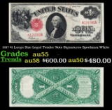 1917 $1 Large Size Legal Tender Note Grades au55 Signatures Speelman/White