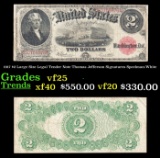 1917 $2 Large Size Legal Tender Note Thomas Jefferson Grades vf25 Signatures Speelman/White