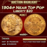 1904-p Gold Liberty Double Eagle Near Top Pop $20 ms66+ SEGS