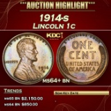 1914-s Lincoln Cent 1c ms64+ bn SEGS