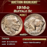 1916-d Buffalo Nickel 5c ms65+ SEGS