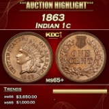 1863 Indian Cent 1c ms65+ SEGS