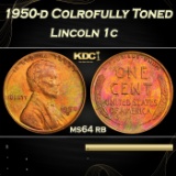 PCGS 1950-d Lincoln Cent Colrofully Toned 1c ms64 rb PCGS