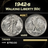 1942-s Walking Liberty Half Dollar 50c Grades ms66