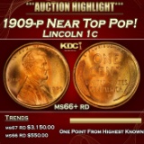 1909-p Lincoln Cent Near Top Pop! 1c ms66+ rd SEGS
