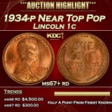 1934-p Lincoln Cent Near Top Pop 1c ms67+ rd SEGS