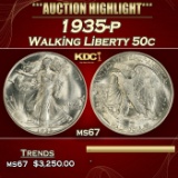 1935-p Walking Liberty Half Dollar 50c ms67 SEGS