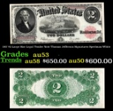 1917 $2 Large Size Legal Tender Note Thomas Jefferson Grades au53 Signatures Speelman/White