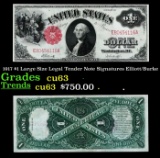1917 $1 Large Size Legal Tender Note Grades cu63 Signatures Elliott/Burke