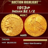 1913-p Gold Indian Quarter Eagle $2 1/2 ms65 SEGS
