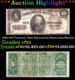 1890 $10 Treasury Note Grades vf25 Signatures Rosecrans/Huston