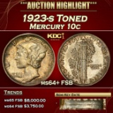 1923-s Mercury Dime Toned 10c ms64+ FSB SEGS
