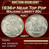 1936-p Walking Liberty Half Dollar Near Top Pop 50c ms67+ SEGS