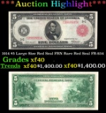 1914 $5 Large Size Red Seal FRN Rare Red Seal Grades xf FR-834