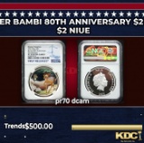 NGC 2022 Disney Silver Bambi 80th Anniversary $2 Niue Colorized Proof pr70 dcam NGC