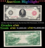1914 $10 Large Size Red Seal FRN Rare Red Seal Philadelphia, PA Grades xf40 FR-894