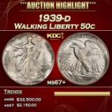 1939-d Walking Liberty Half Dollar 50c ms67+ SEGS