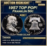 1957 Proof Franklin Half Dollar TOP POP! 50c pr69 DCAM SEGS