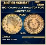 1901 Proof Liberty Nickel Colorfully Toned TOP POP! 5c pr68 SEGS