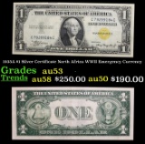 1935A $1 Silver Certificate North Africa WWII Emergency Currency Grades au53