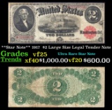 **Star Note** 1917  $2 Large Size Legal Tender Note Grades vf25