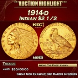 1914-d Gold Indian Quarter Eagle $2 1/2 ms65 SEGS