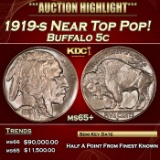 1919-s Buffalo Nickel Near Top Pop! 5c ms65+ SEGS