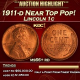 1911-d Lincoln Cent Near Top Pop! 1c ms66+ rd SEGS