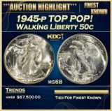 1945-p Walking Liberty Half Dollar TOP POP! 50c ms68 SEGS