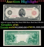 1914 $5 Large Size Red Seal FRN Rare Red Seal Grades xf+ FR-835