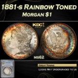 PCGS 1881-s Morgan Dollar Rainbow Toned $1 ms62 PCGS