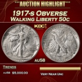 1917-s Obverse Walking Liberty Half Dollar 50c au58 SEGS