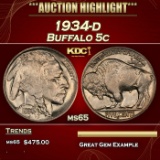 1934-d Buffalo Nickel 5c Grades ms65
