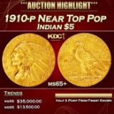 1910-p Gold Indian Half Eagle Near Top Pop $5 ms65+ USCG