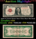 1928 $1 United States Note Ultra Rare Red Seal Grades vf+