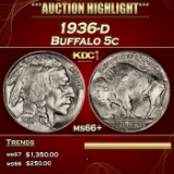 1936-d Buffalo Nickel 5c Grades ms66+