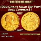 1922 Grant Gold Commem Dollar Near Top Pop! 1 ms67 SEGS
