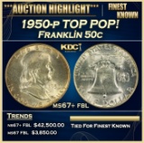 1950-p Franklin Half Dollar TOP POP! 50c ms67+ fbl SEGS