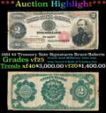 1891 $2 Treasury Note Grades vf+ Signatures Bruce/Roberts