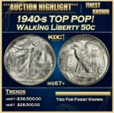 1940-s Walking Liberty Half Dollar TOP POP! 50c ms67+ SEGS