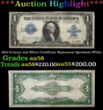 1923 $1 large size Silver Certificate Grades Choice AU/BU Slider Signatures Speelman/White