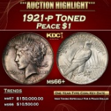 1921-p Peace Dollar Toned $1 ms66+ SEGS