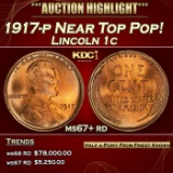 1917-p Lincoln Cent Near Top Pop! 1c ms67+ rd SEGS