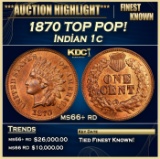 1870 Indian Cent TOP POP! 1c ms66+ rd SEGS