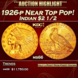 1926-p Gold Indian Quarter Eagle Near Top Pop! $2 1/2 ms66 USCG