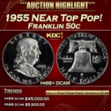 1955 Proof Franklin Half Dollar NEar Top Pop! 50c pr68+ DCAM SEGS